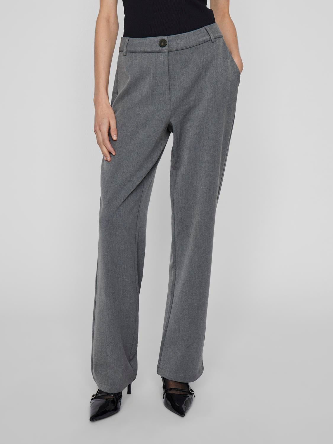 VIVARONE Trousers - Medium Grey Melange - VERO MODA & VILA Bergvik